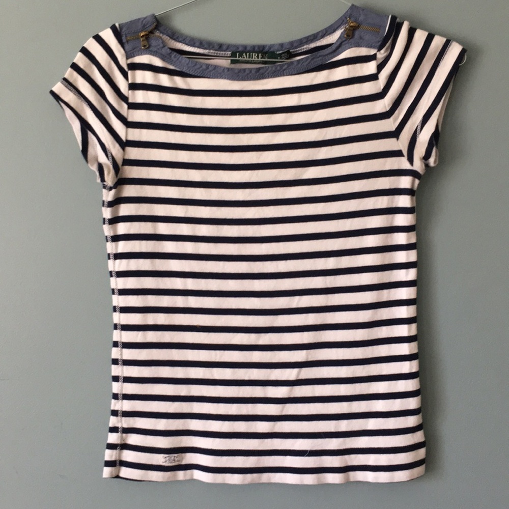 Blue and White Striped T-shirt